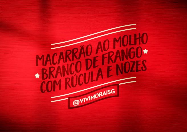 Macarrão ao Molho Branco de Frango com Rúcula e Nozes