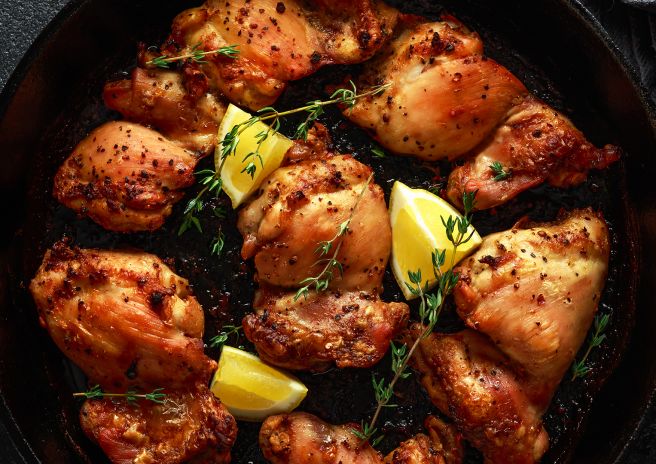 Sobrecoxa Assada ao Vinho Branco e ervas