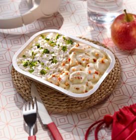 Frango ao molho branco com bacon e arroz com brócolis 300g