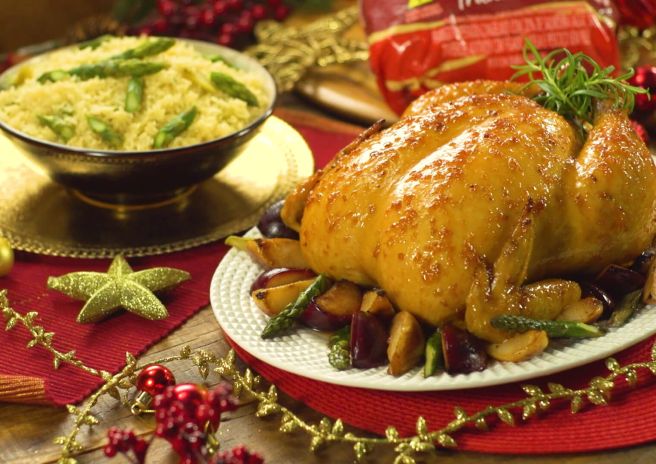 Chester Tradicional com Arroz com Champanhe e Aspargos