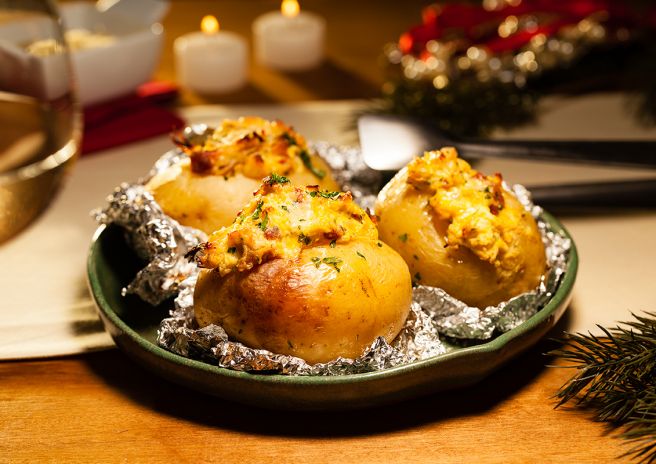 Batata Recheada com Peru Cremoso