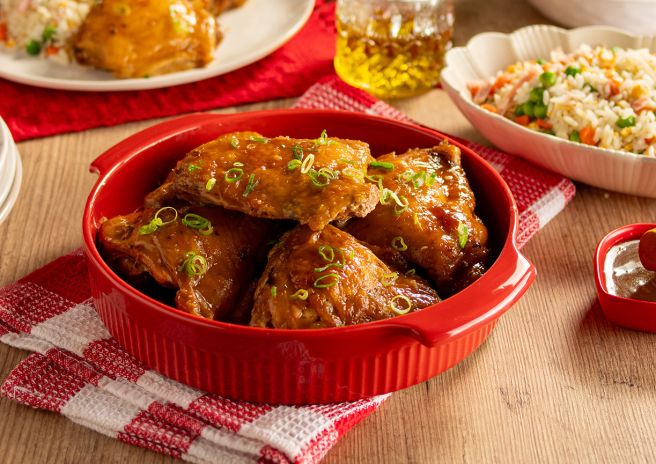 Sobrecoxa Com Molho de Laranja, Shoyu e Mel