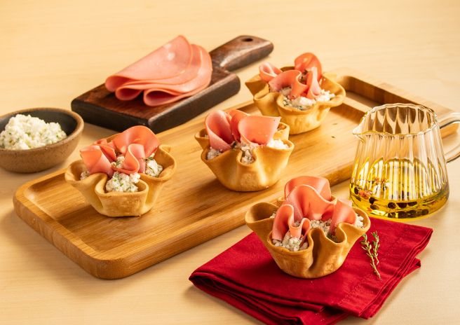 Cestinhas Crocantes com Mortadela Ouro