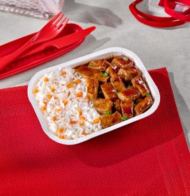 Lombo Suíno ao molho oriental e arroz com cenoura 300g